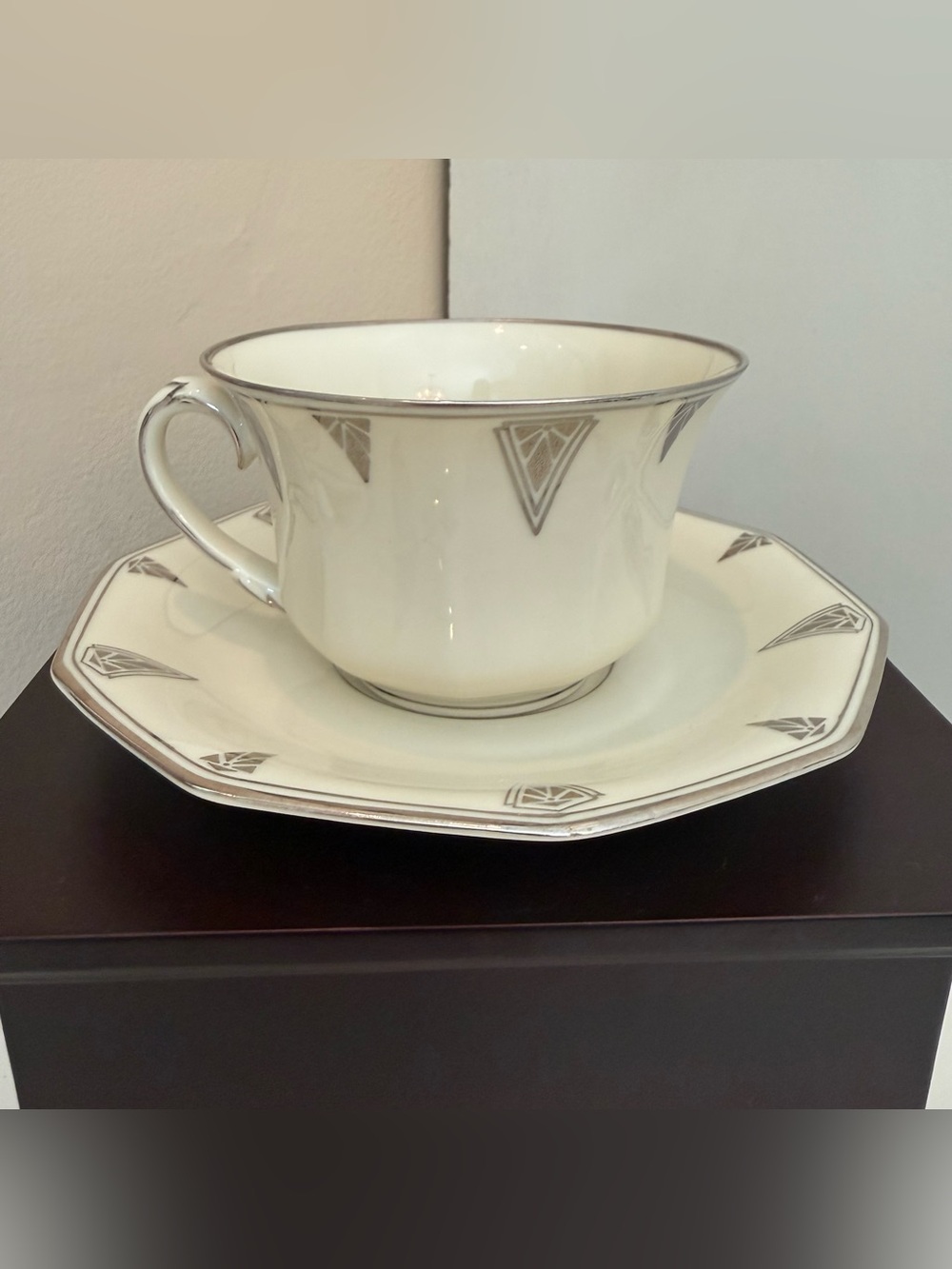 Community China Deauville Cup & Saucer Bavaria Germany Art Deco Platinum Trim